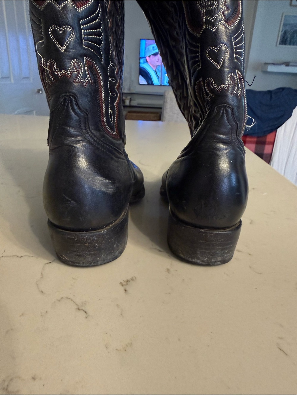 Heritage Boot Co. Black Cowboy Boots with Red Stitching - Picture 6 of 7
